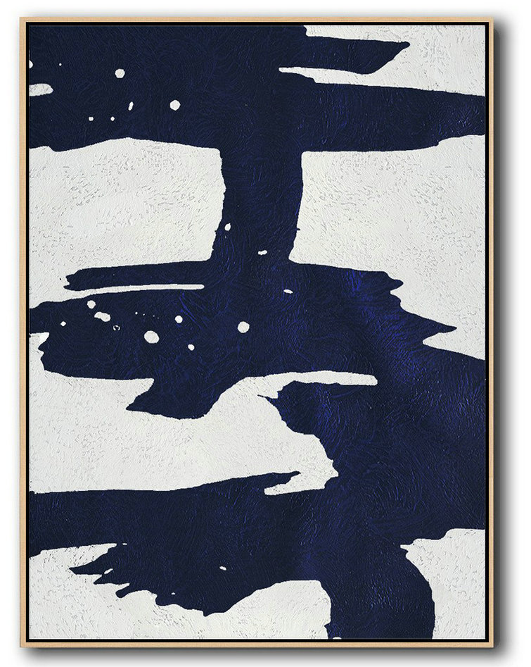 Buy Hand Painted Navy Blue Abstract Painting Online,Modern Art Abstract Painting #A3K7